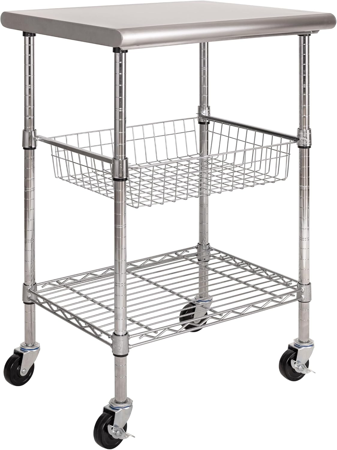 Kitchen Island Baking Table - Stainless Steel Commercial Prep Table Cart,