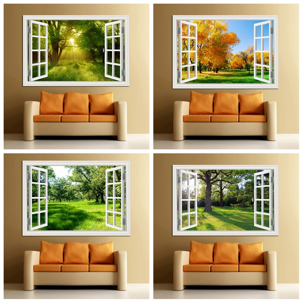Kitchen Queen - Forest 3D Window Landscape Wall Sticker