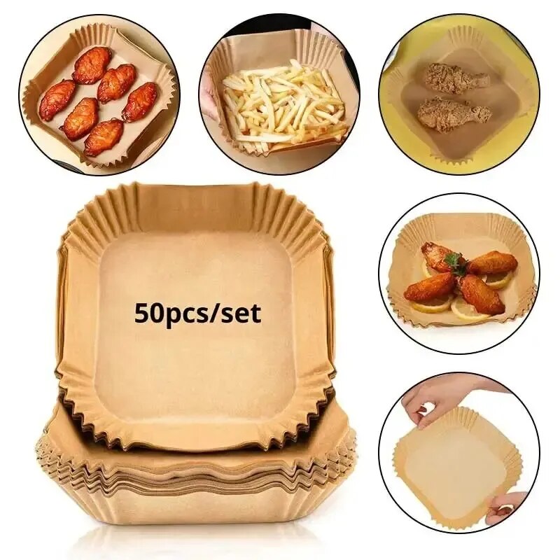 Kitchen Paper For Baking - 50Pcs Air Fryer Disposable Paper Non-Stick