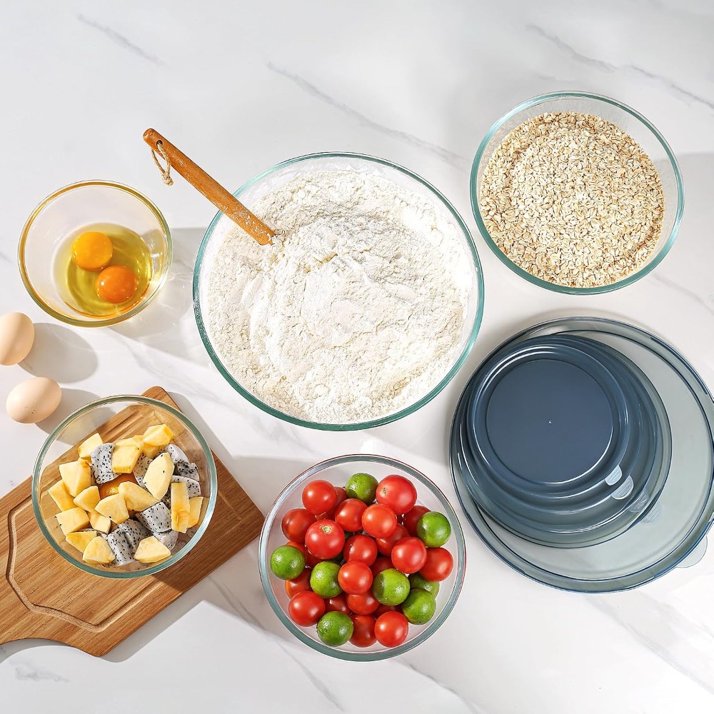 Glass Mixing Bowls With Lids S - огляд і ціна Kitchen Glass Baking Set
