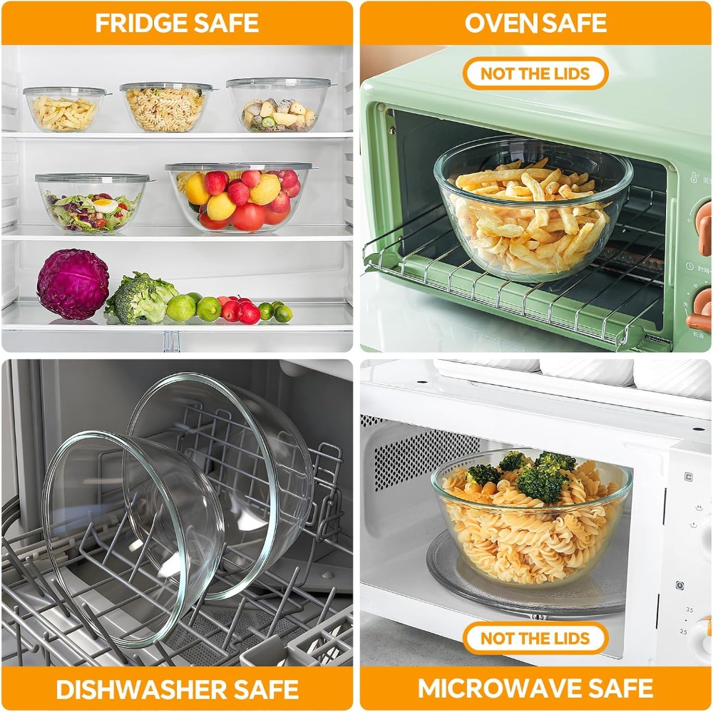 Glass Mixing Bowls With Lids S - огляд і ціна Kitchen Glass Baking Set