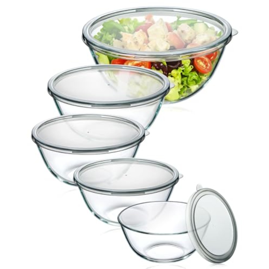 Glass Mixing Bowls with Lids S - огляд і ціна Kitchen Glass Baking Set