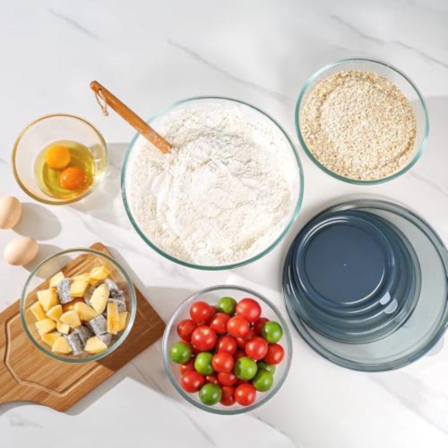 Glass Mixing Bowls with Lids S - огляд і ціна Kitchen Glass Baking Set